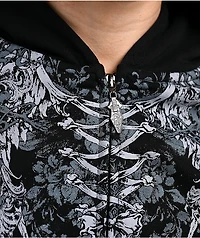 Insomnia Visuals Corset Black Crop Zip Hoodie