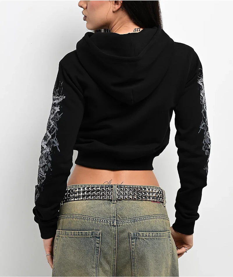 Insomnia Visuals Corset Black Crop Zip Hoodie