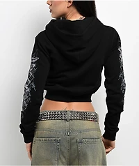 Insomnia Visuals Corset Black Crop Zip Hoodie