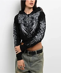 Insomnia Visuals Corset Black Crop Zip Hoodie