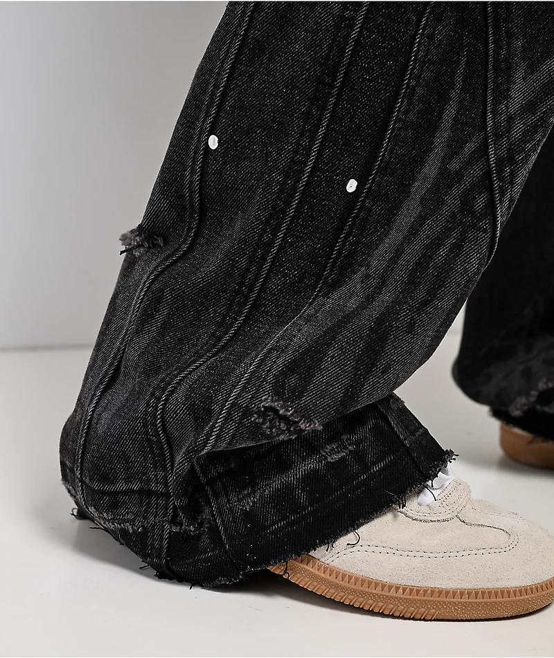 Insomnia Visuals Destroyer Black Wash Wide Leg Cargo Jeans