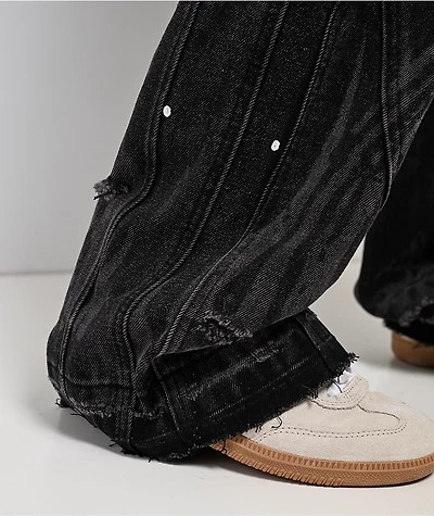 Insomnia Visuals Destroyer Black Wash Wide Leg Cargo Jeans