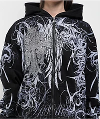 Insomnia Visuals Eclipse Rhinestone Black Zip Hoodie