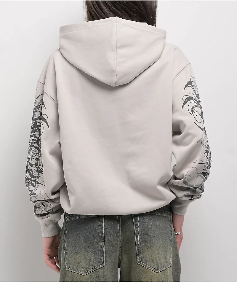 Insomnia Visuals Eclipse Rhinestone Light Grey Zip Hoodie