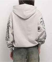 Insomnia Visuals Eclipse Rhinestone Light Grey Zip Hoodie