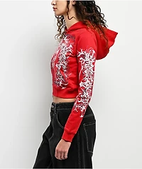 Insomnia Visuals Eclipse Rhinestone Red Crop Zip Hoodie