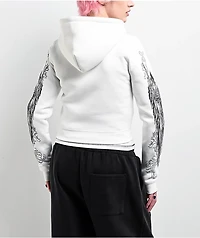 Insomnia Visuals Elegance White Crop Zip Hoodie