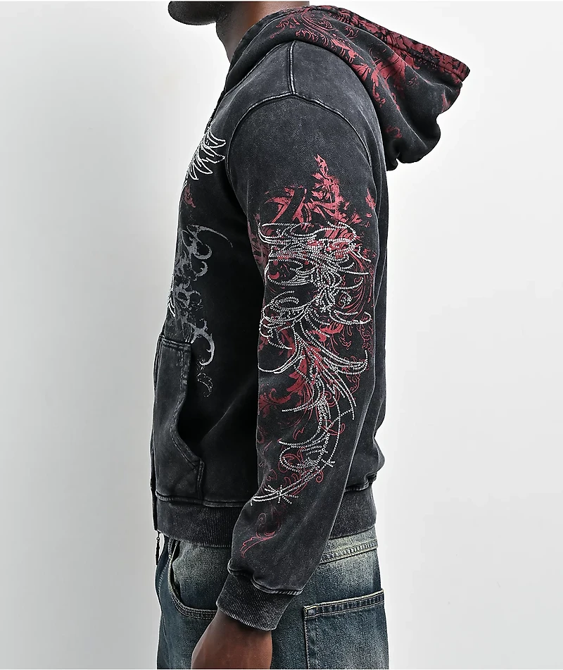 Insomnia Visuals Emblem Black Wash Zip Hoodie