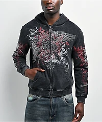 Insomnia Visuals Emblem Black Wash Zip Hoodie