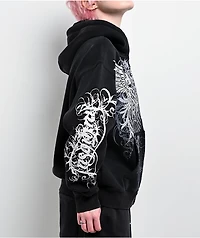 Insomnia Visuals Eternal Rhinestone Black Wash Zip Hoodie