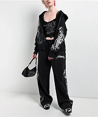 Insomnia Visuals Eternal Rhinestone Black Wash Zip Hoodie