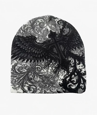 Insomnia Visuals Figraphy Black & Grey Skully Beanie