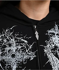 Insomnia Visuals Kitty Sigilism Black Crop Zip Hoodie