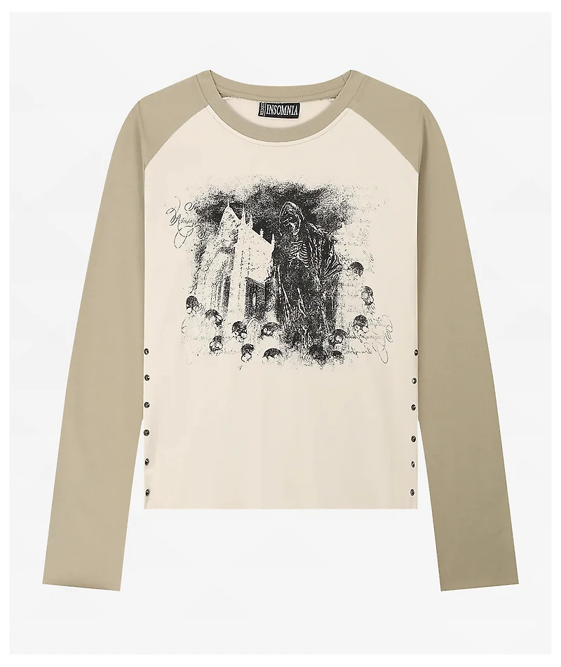 Insomnia Visuals Reaper Beige Raglan Long Sleeve T-Shirt