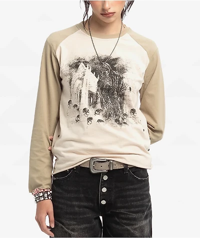 Insomnia Visuals Reaper Beige Raglan Long Sleeve T-Shirt