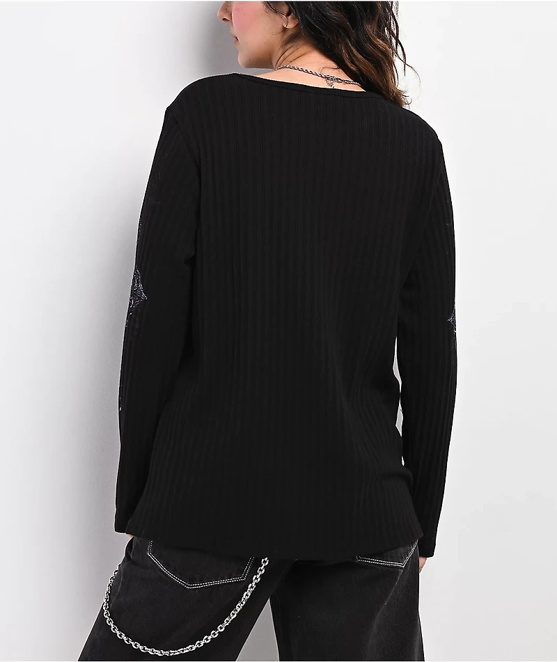 Insomnia Visuals Scripture Ribbed Black Long Sleeve Oversized T-Shirt