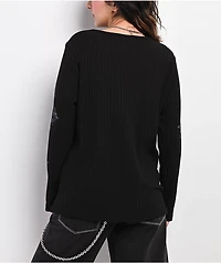 Insomnia Visuals Scripture Ribbed Black Long Sleeve Oversized T-Shirt
