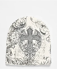 Insomnia Visuals Scriptures White Skully Beanie