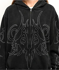 Insomnia Visuals Sigil Rhinestone Black Zip Hoodie
