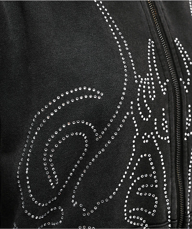 Insomnia Visuals Sigil Rhinestone Black Zip Hoodie