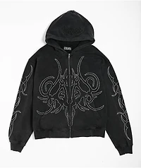 Insomnia Visuals Sigil Rhinestone Black Zip Hoodie