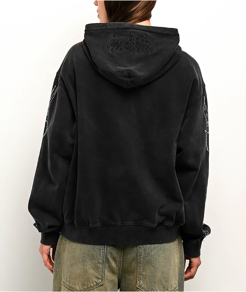 Insomnia Visuals Sigil Rhinestone Black Zip Hoodie