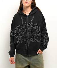 Insomnia Visuals Sigil Rhinestone Black Zip Hoodie