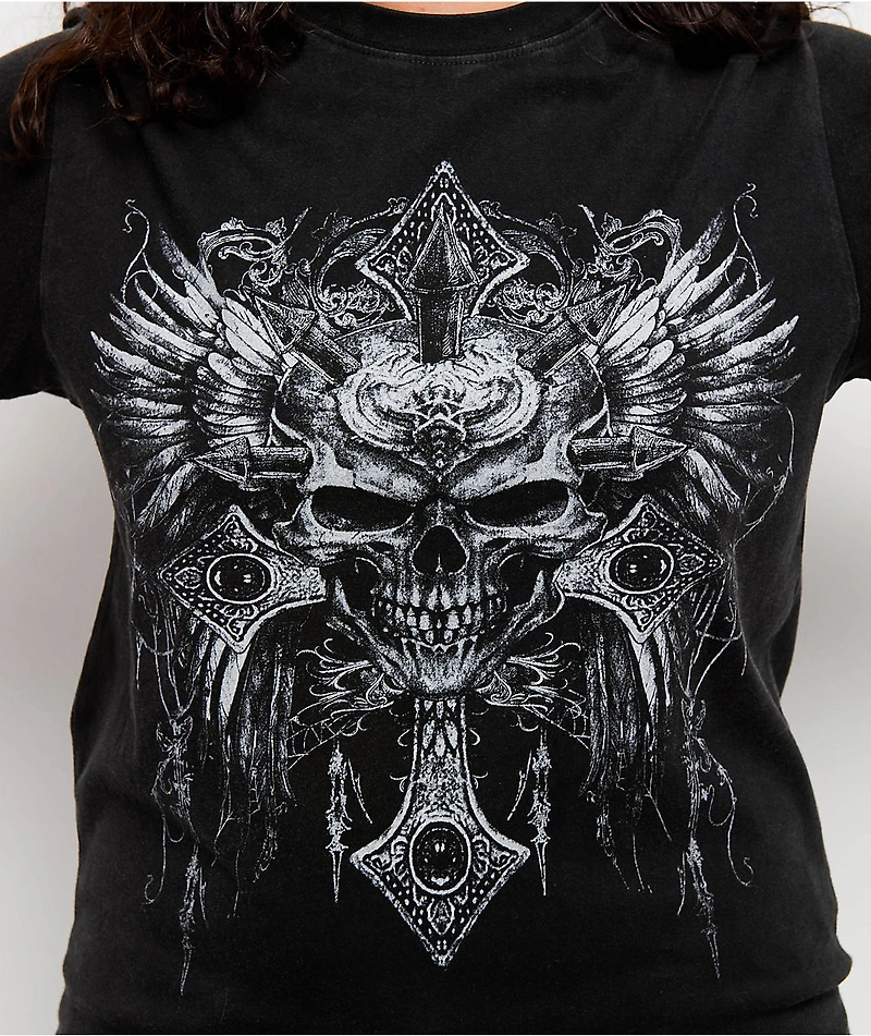 Insomnia Visuals Skulls Black Wash T-Shirt