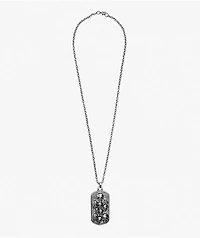 Insomnia Visuals Skulls Dog Tag Silver Necklace