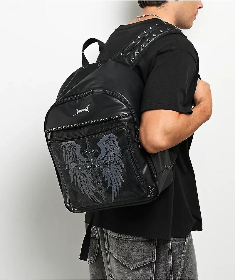 Insomnia Visuals Studded Cross Black Backpack