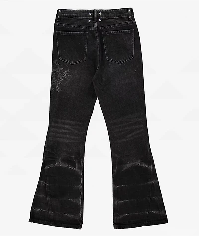 Insomnia Visuals Thorns Black Wash Mid Rise Flare Jeans