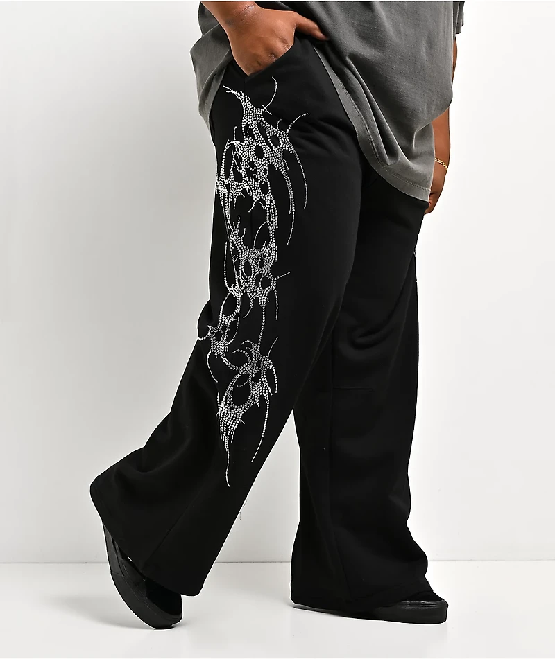 Insomnia Visuals Thorns Rhinestone Black Sweatpants