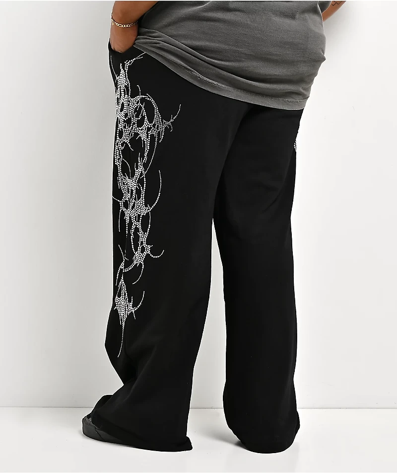 Insomnia Visuals Thorns Rhinestone Black Sweatpants