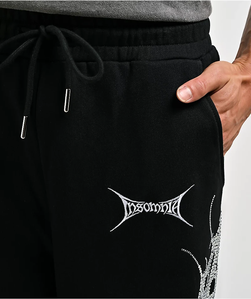 Insomnia Visuals Thorns Rhinestone Black Sweatpants