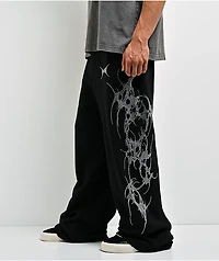 Insomnia Visuals Thorns Rhinestone Black Sweatpants