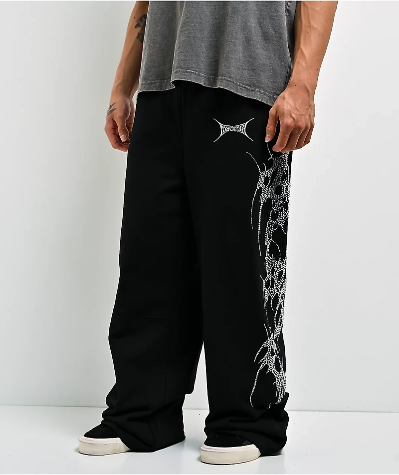 Insomnia Visuals Thorns Rhinestone Black Sweatpants