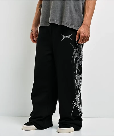 Insomnia Visuals Thorns Rhinestone Black Sweatpants