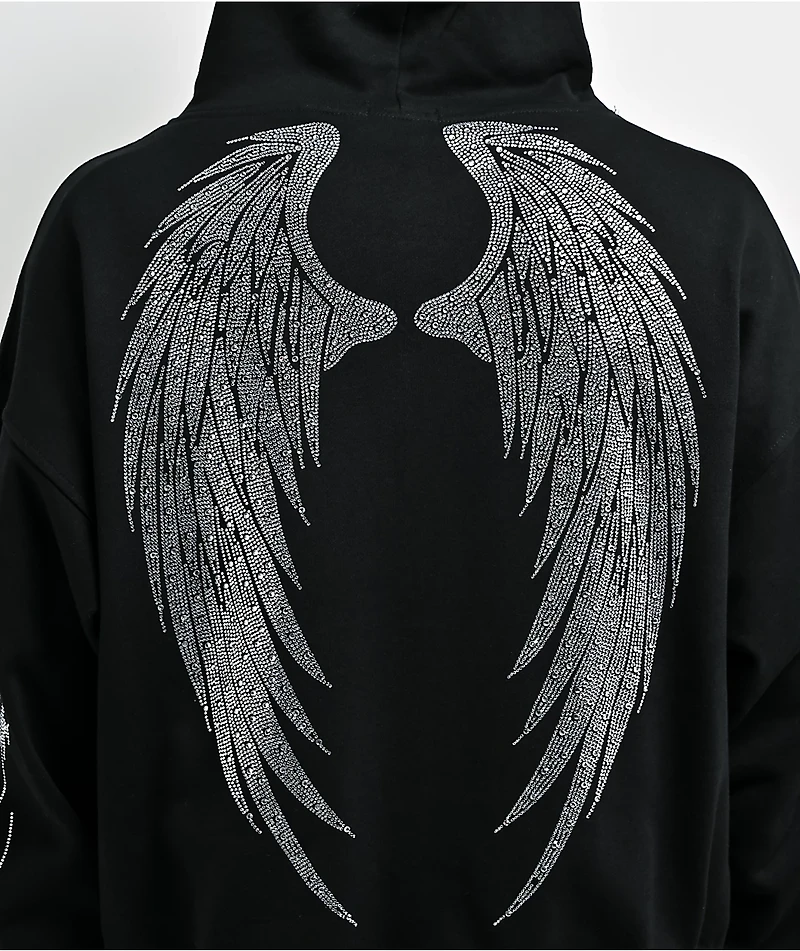 Insomnia Visuals Thorns Rhinestone Black Zip Hoodie
