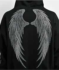 Insomnia Visuals Thorns Rhinestone Black Zip Hoodie