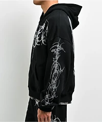 Insomnia Visuals Thorns Rhinestone Black Zip Hoodie