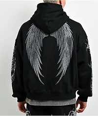 Insomnia Visuals Thorns Rhinestone Black Zip Hoodie