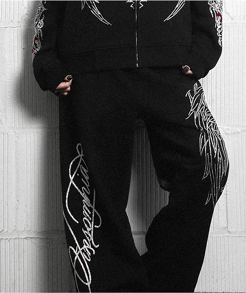 Insomnia Visuals Winged Cross Black Sweatpants