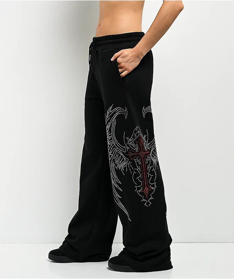Insomnia Visuals Winged Cross Black Sweatpants