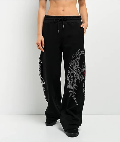 Insomnia Visuals Winged Cross Black Sweatpants