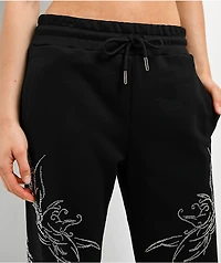 Insomnia Visuals Wings Rhinestone Black Sweatpants