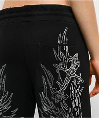 Insomnia Visuals Wings Rhinestone Black Sweatpants