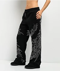 Insomnia Visuals Wings Rhinestone Black Sweatpants