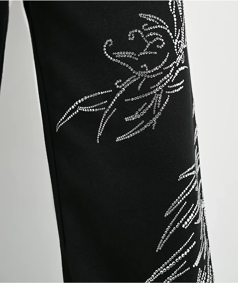 Insomnia Visuals Wings Rhinestone Black Sweatpants