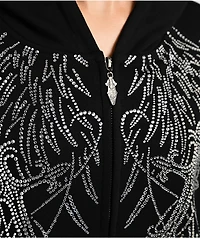 Insomnia Visuals Wings Rhinestone Black Zip Hoodie