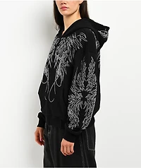 Insomnia Visuals Wings Rhinestone Black Zip Hoodie